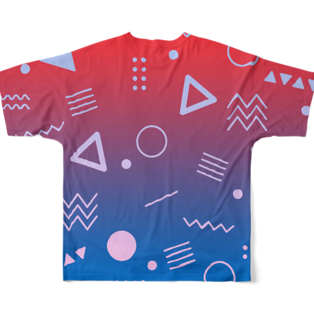 SANKAKU DESIGN STOREの懐かしくて、新しい。 赤青/B All-Over Print T-Shirt :back