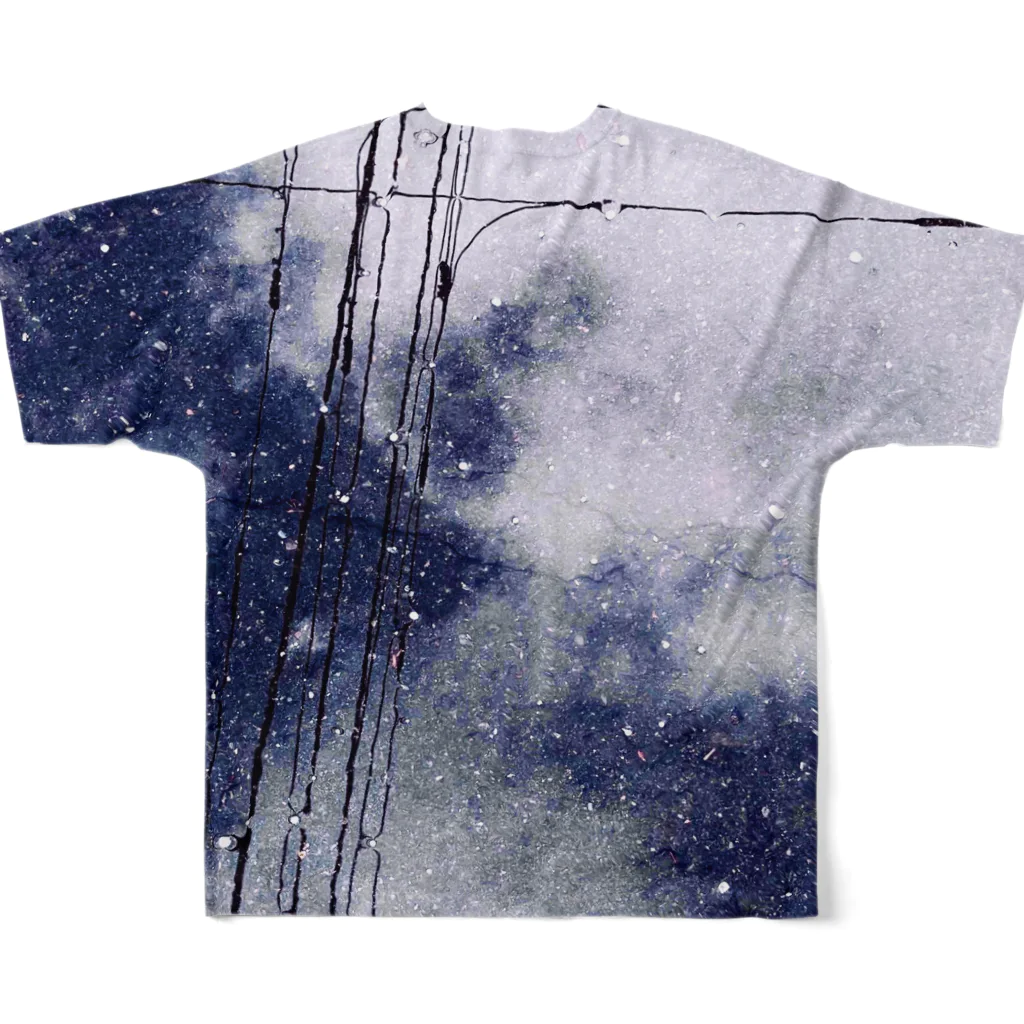 komaの水たまり　空と電線 All-Over Print T-Shirt :back