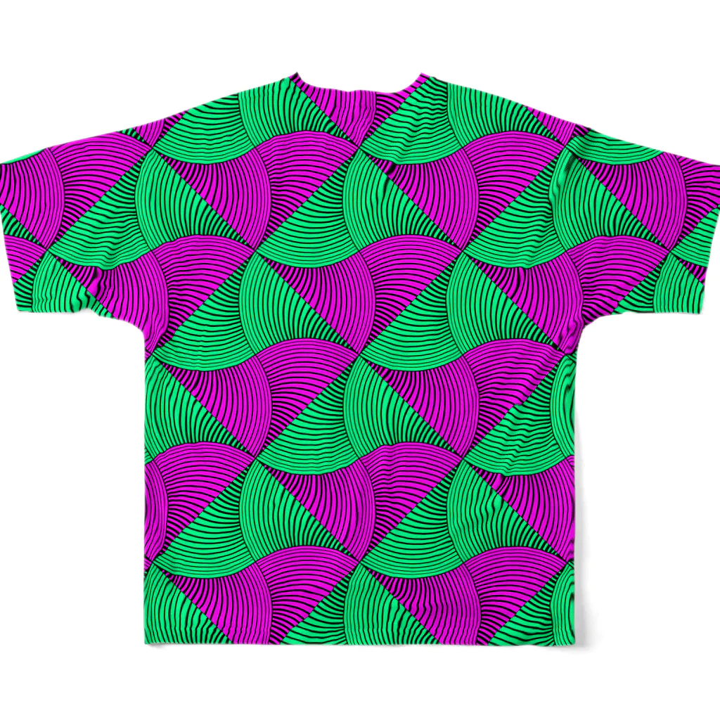 SANKAKU DESIGN STOREの2 COLOR VINTAGE WAVE。 G/P All-Over Print T-Shirt :back