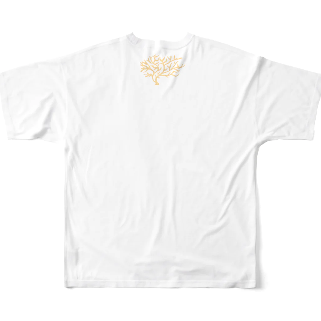 ラージLOVEのブルーヘア All-Over Print T-Shirt :back