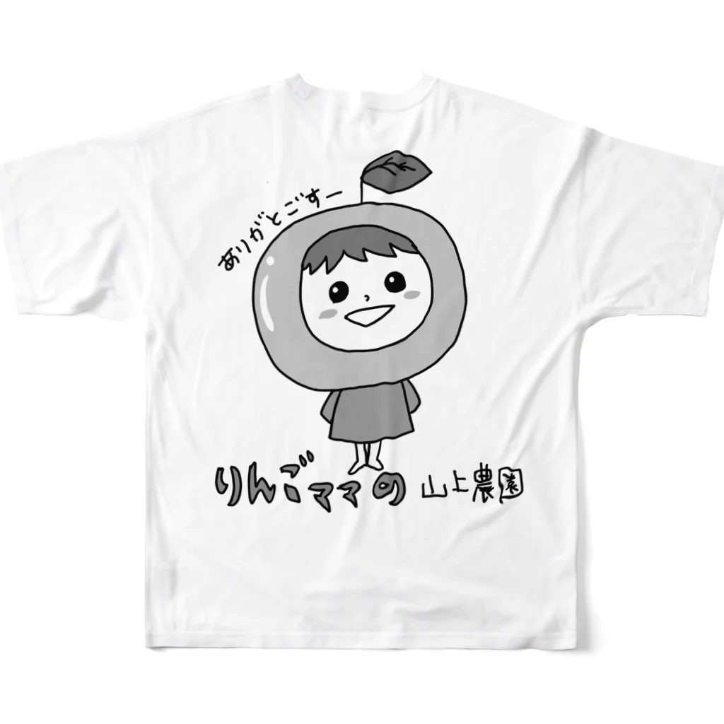 クレイジーアグリジャパンのりんごママの公式グッズ フルグラフィックTシャツの背面