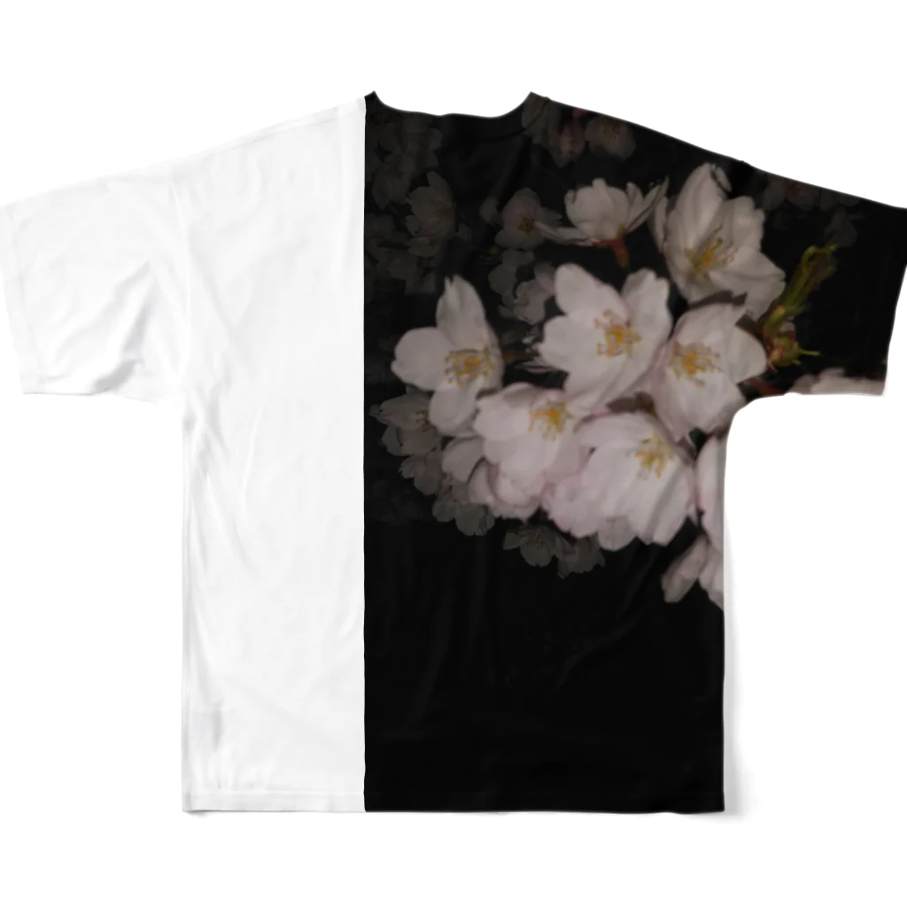 ゆったの夜桜 All-Over Print T-Shirt :back