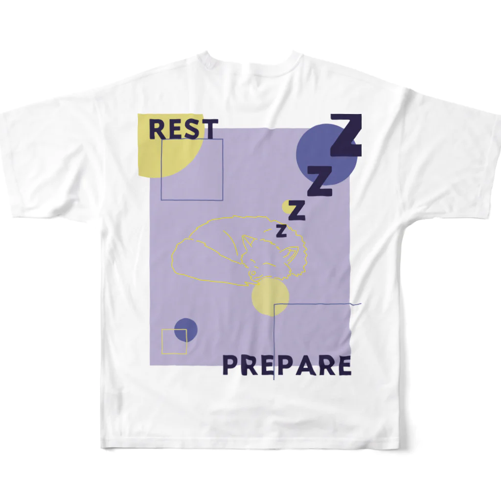 TANOSHIMI💭のREST/PREPARE フルグラフィックTシャツの背面