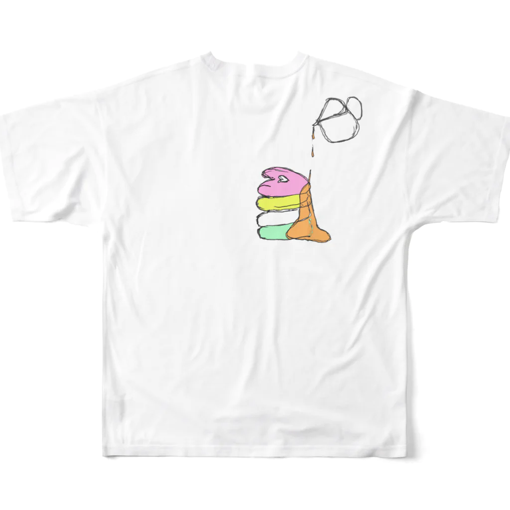 Sweets 'n' cafe ＆U=And you～アンジュ～のポテりーむパフェ All-Over Print T-Shirt :back