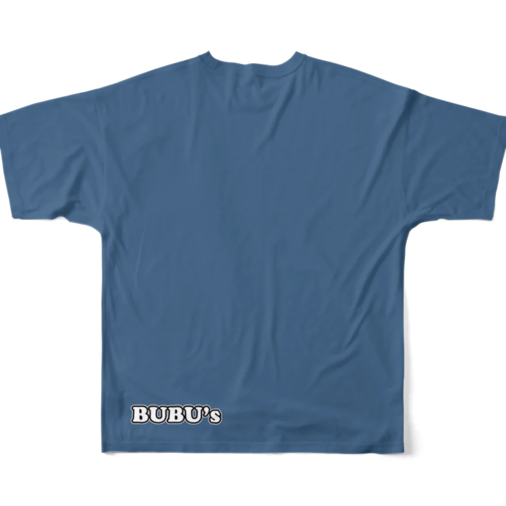bubusのブルドッグサブマネージャー ブブ フルグラフィックTシャツの背面
