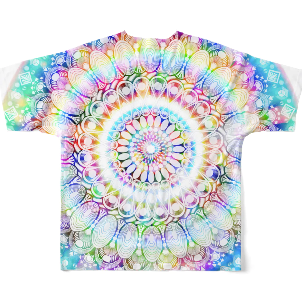 太陽の光降りそそぐ庭の星の花かんむり All-Over Print T-Shirt :back