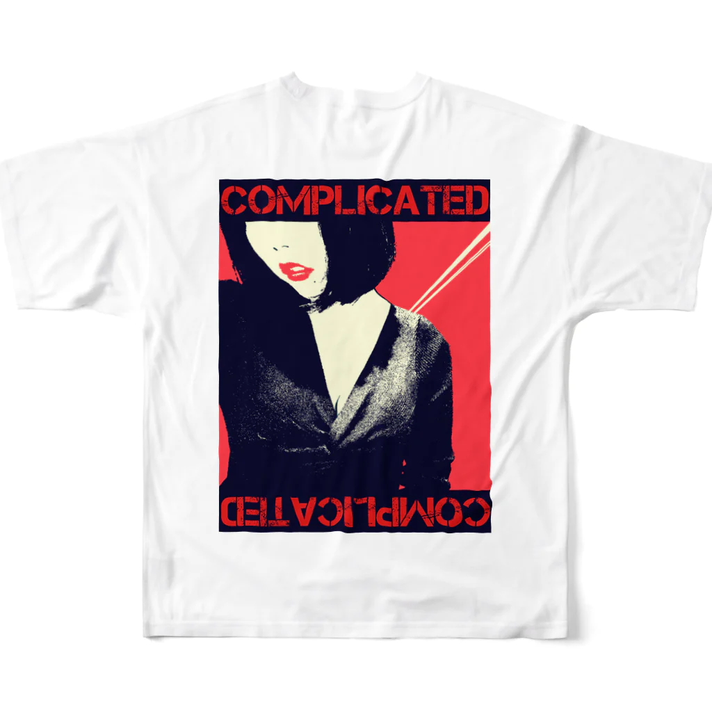 音絵草子のCOMPLICATED All-Over Print T-Shirt :back