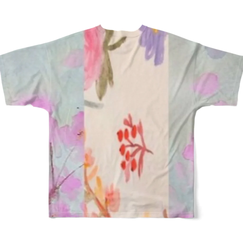 水彩屋のフラワー💠しましま フルグラフィックTシャツの背面