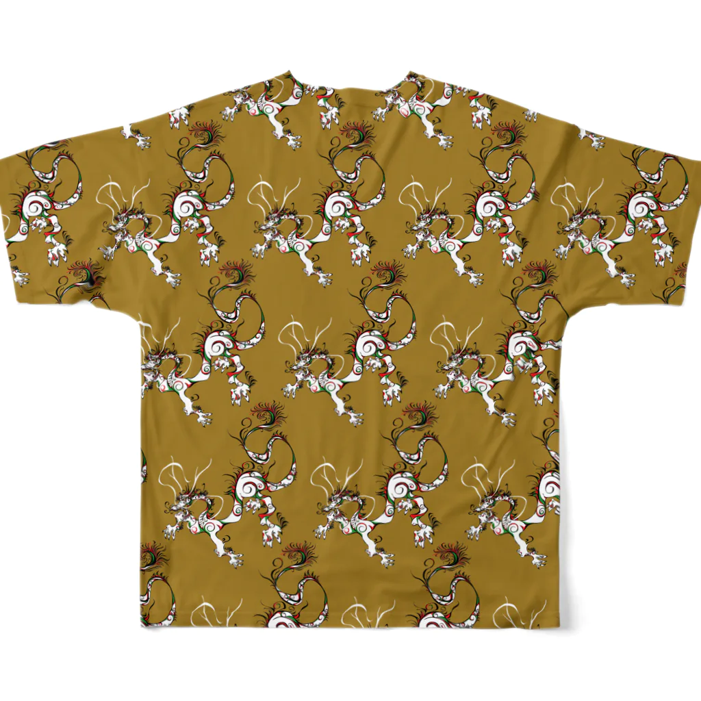 suparnaの龍　パターンからし All-Over Print T-Shirt :back