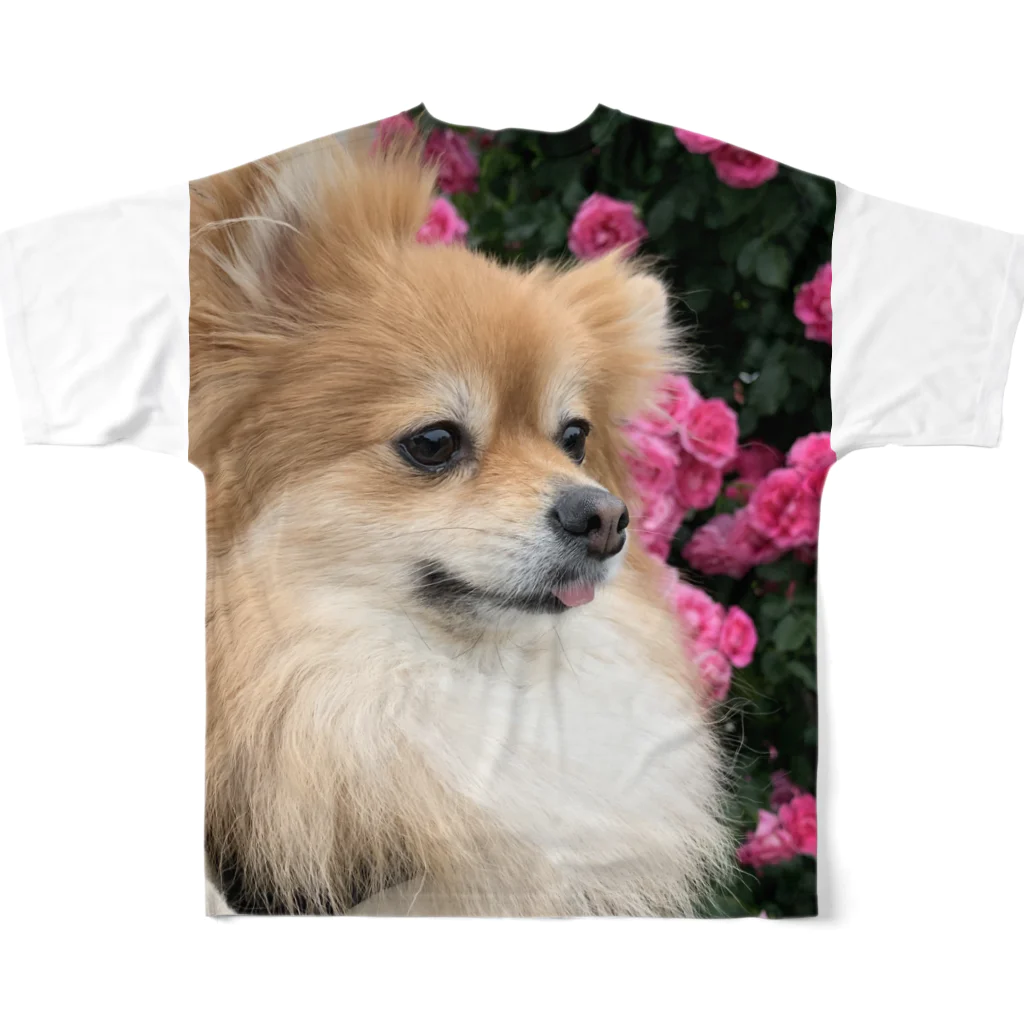 えんぴつの季節の花に興味のないポメラニアン　フルグラT フルグラフィックTシャツの背面