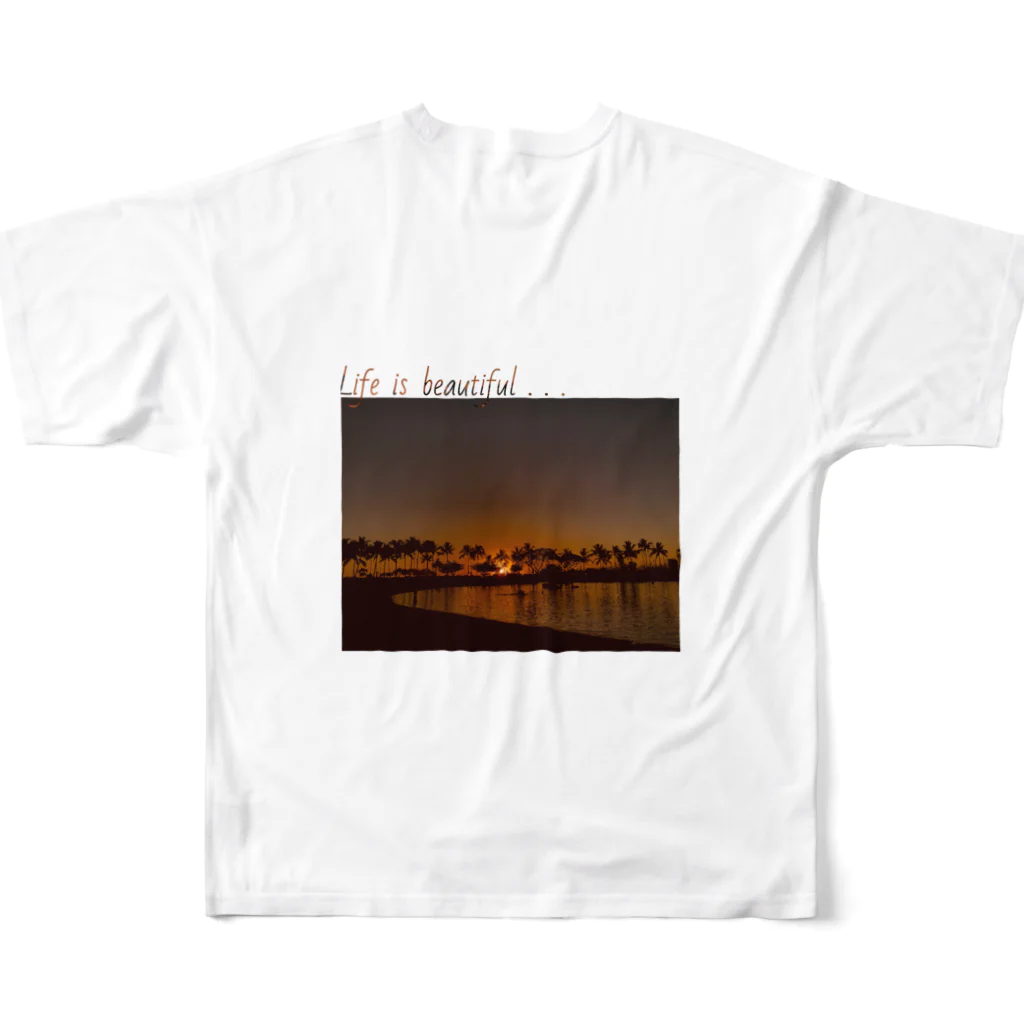 ハレのHaLe Aloha style sunset graphicT フルグラフィックTシャツの背面