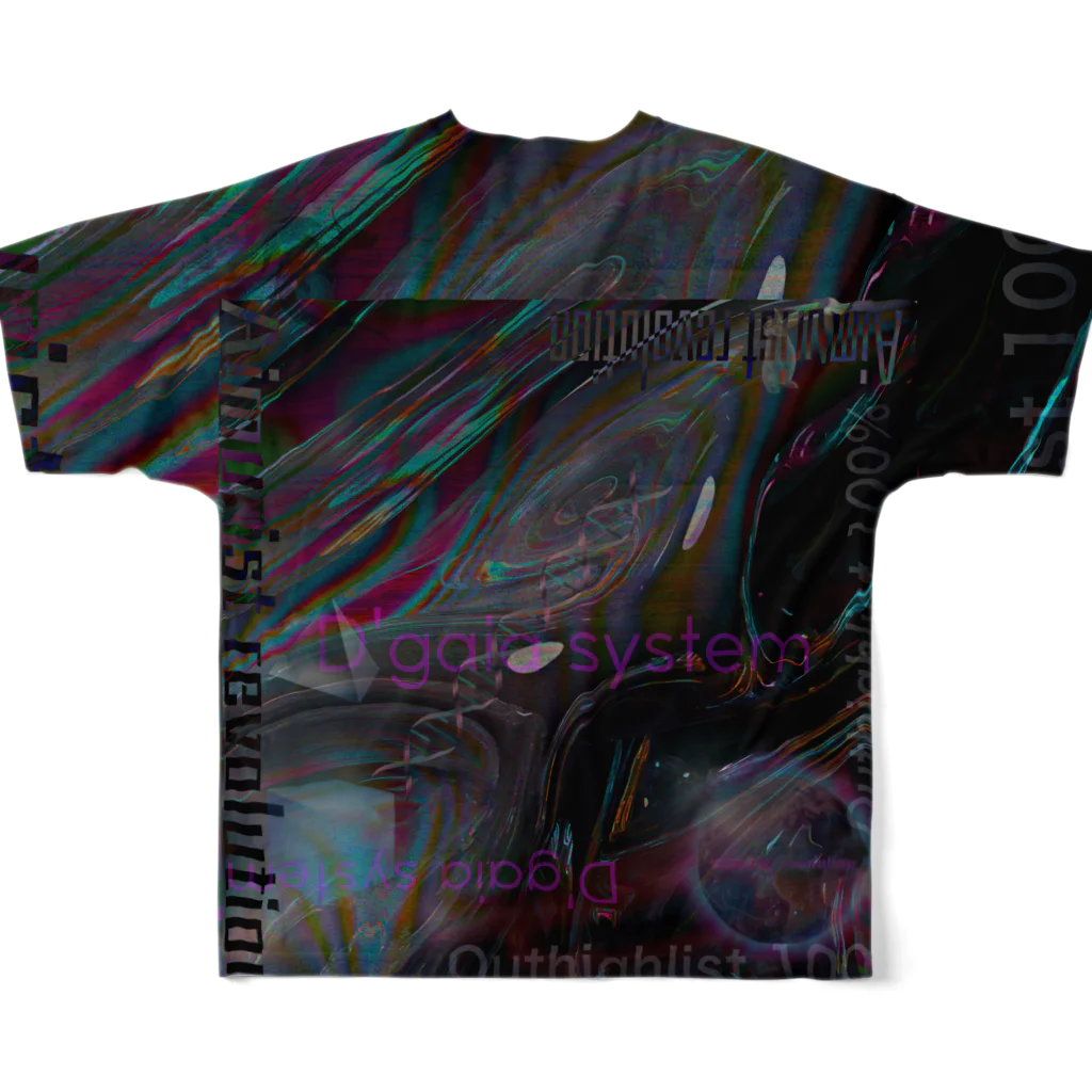 Aimurist のテキスト2021 暗号　ブラック フルグラフィックTシャツの背面