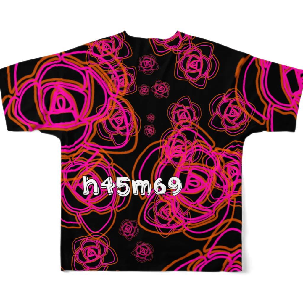 h45m69のYOU&ME Black Rose2 フルグラフィックTシャツの背面