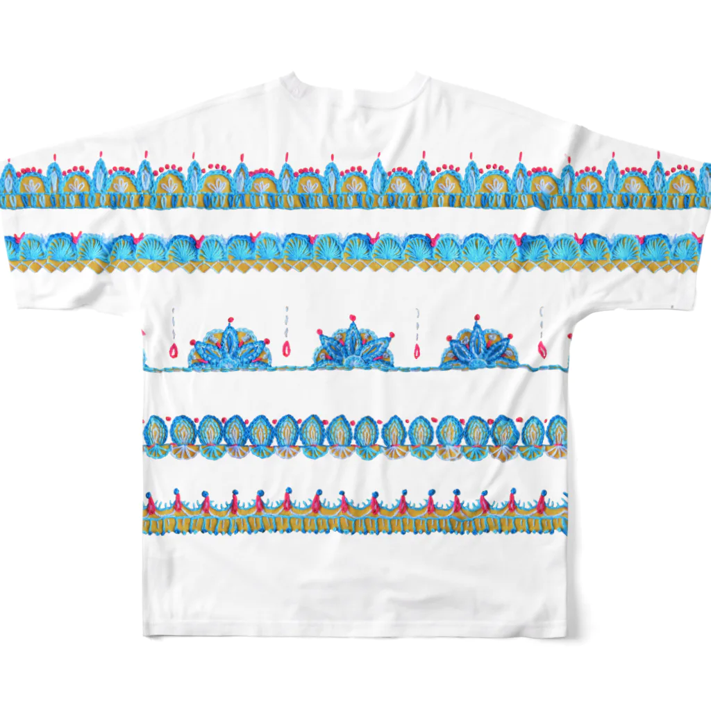 ネルネルテルネのナマステ刺繍 ✺ ホワイト All-Over Print T-Shirt :back