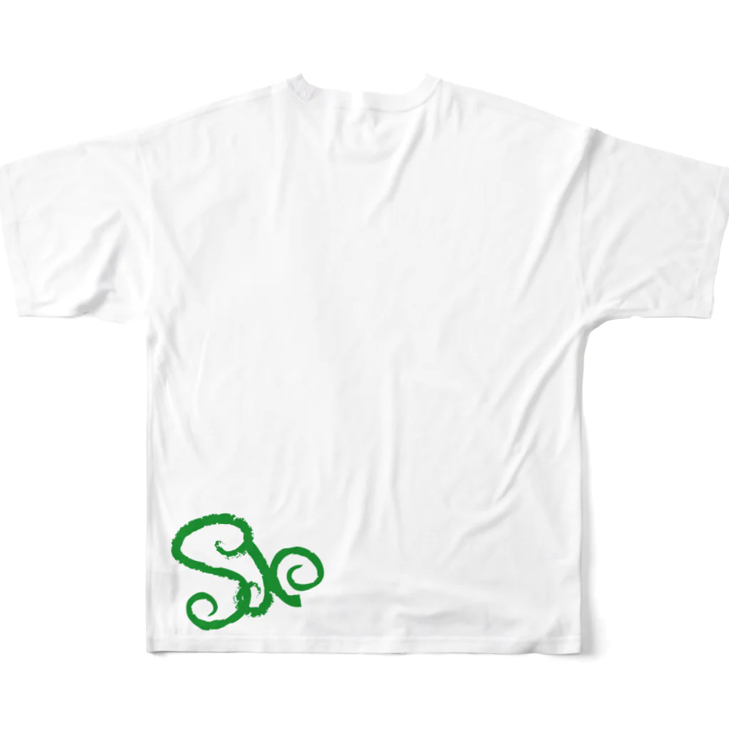 coyukiの雪だるまん緑 All-Over Print T-Shirt :back