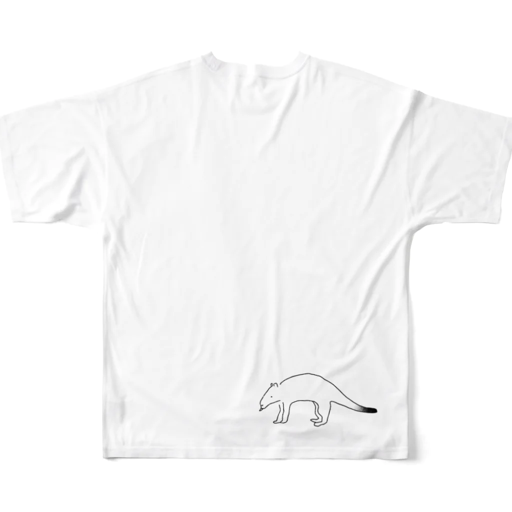 トト(兎〃)ｓｈｏｐのアリクイちゃんさんぽ フルグラフィックTシャツの背面