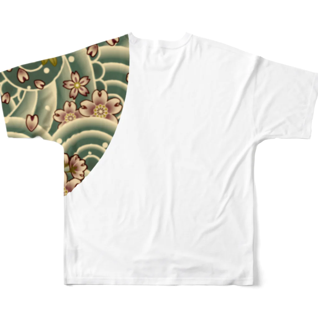 楽観視の桜吹雪 All-Over Print T-Shirt :back