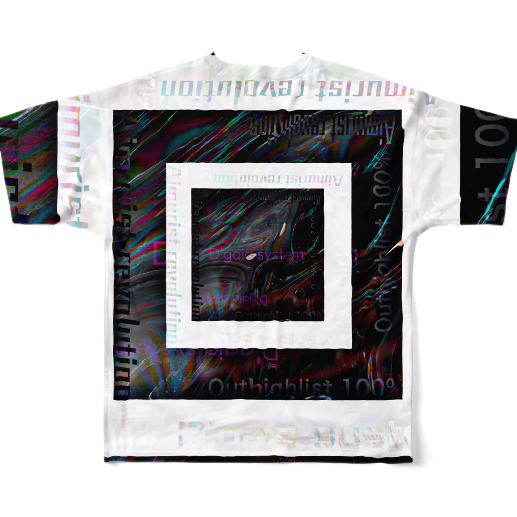 Aimurist のテキスト2021 融合モノクロ All-Over Print T-Shirt :back