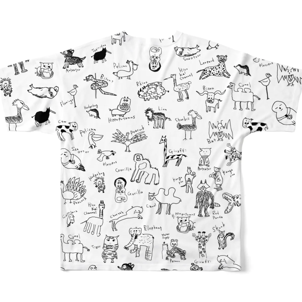 ひこ界ちゃんねるの単彩 All-Over Print T-Shirt :back