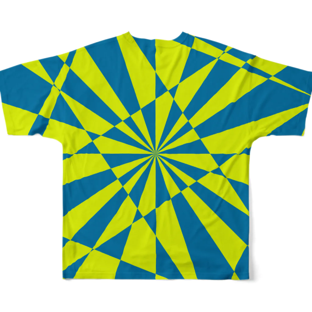 黒塚アキラの模様（青+黄色） フルグラフィックTシャツの背面