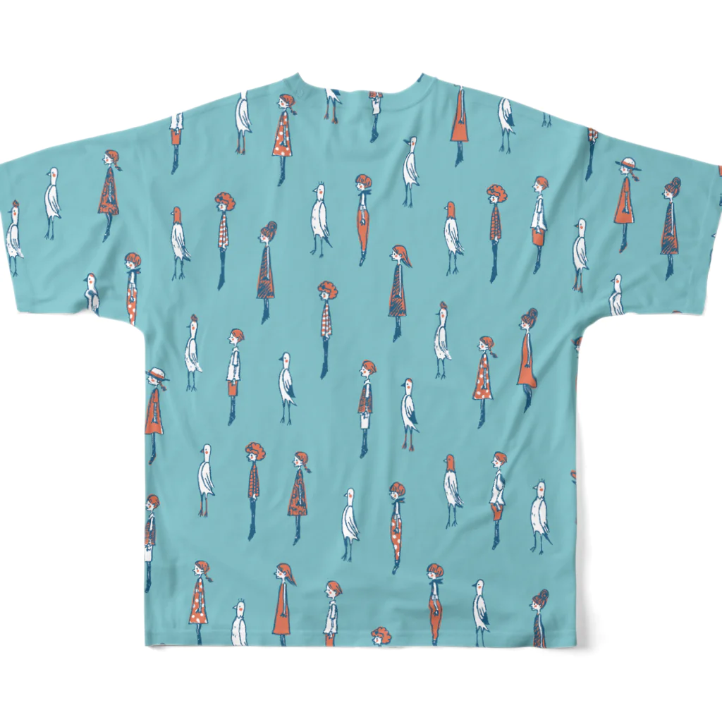 てら ねこグッズのI WISH I WERE A BIRD.ビビッド All-Over Print T-Shirt :back