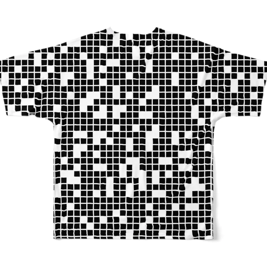 sandy-mのランダムモザイク柄モノトーン フルグラフィックTシャツの背面