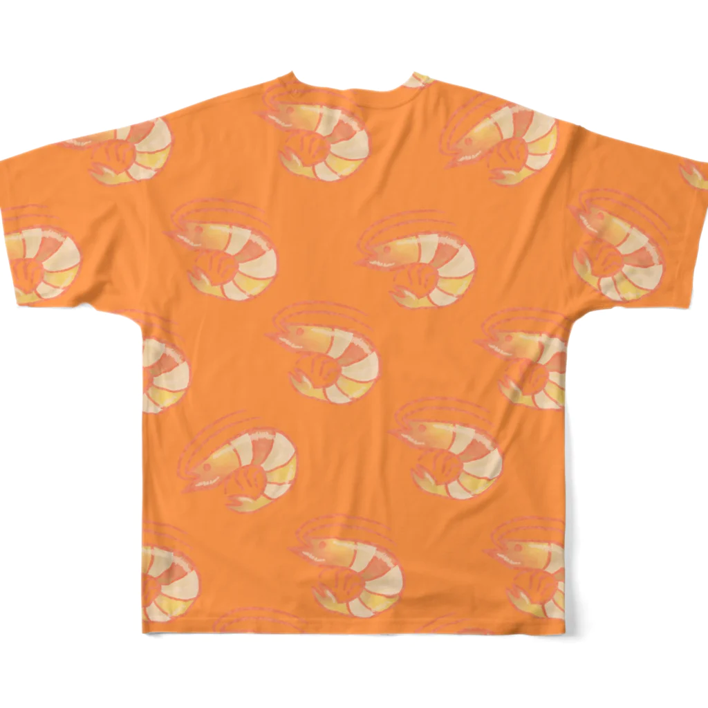 CrabHouseのえびがいっぱいTシャツ（からくち） フルグラフィックTシャツの背面