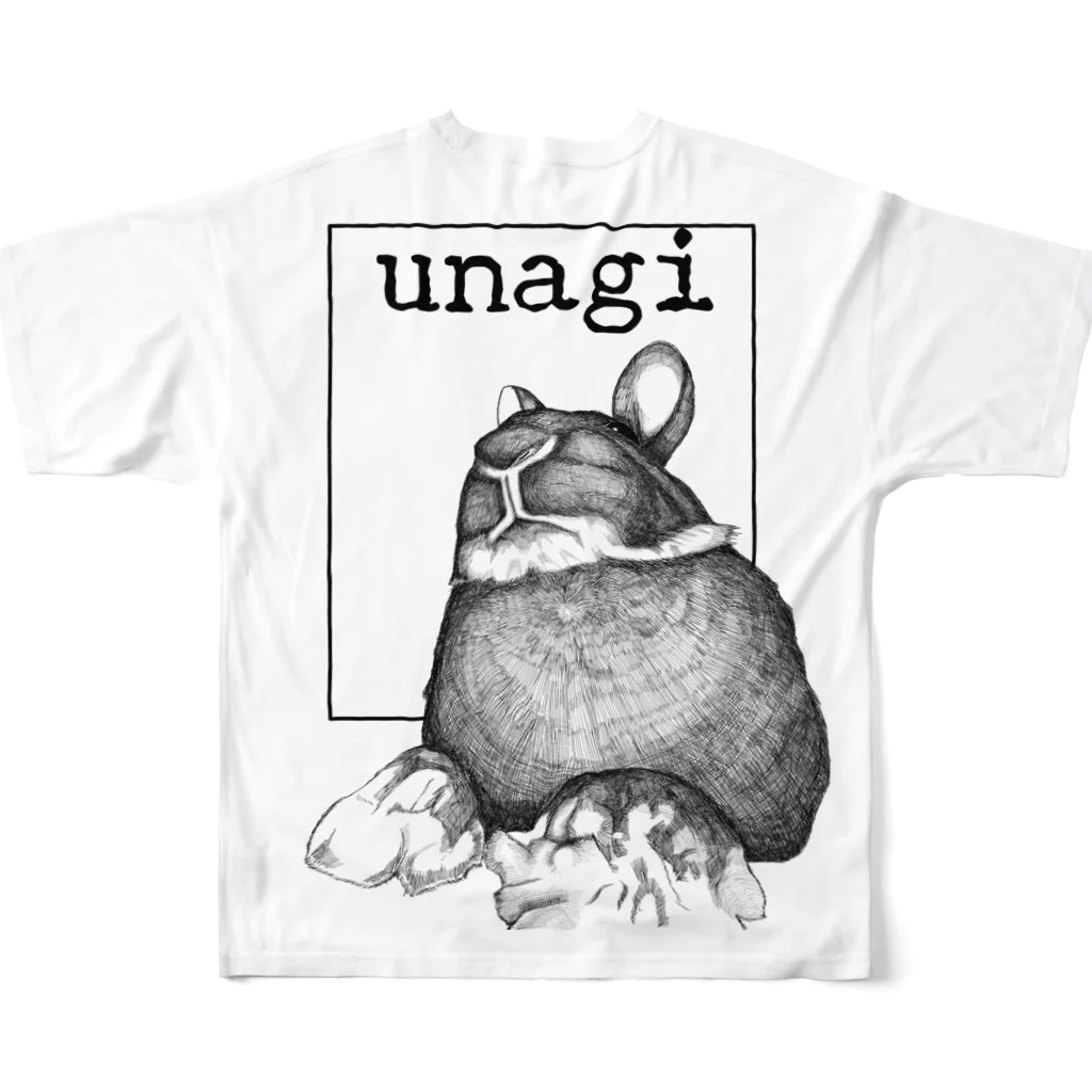 うさぎのうなぎのunagi フルグラフィックTシャツの背面