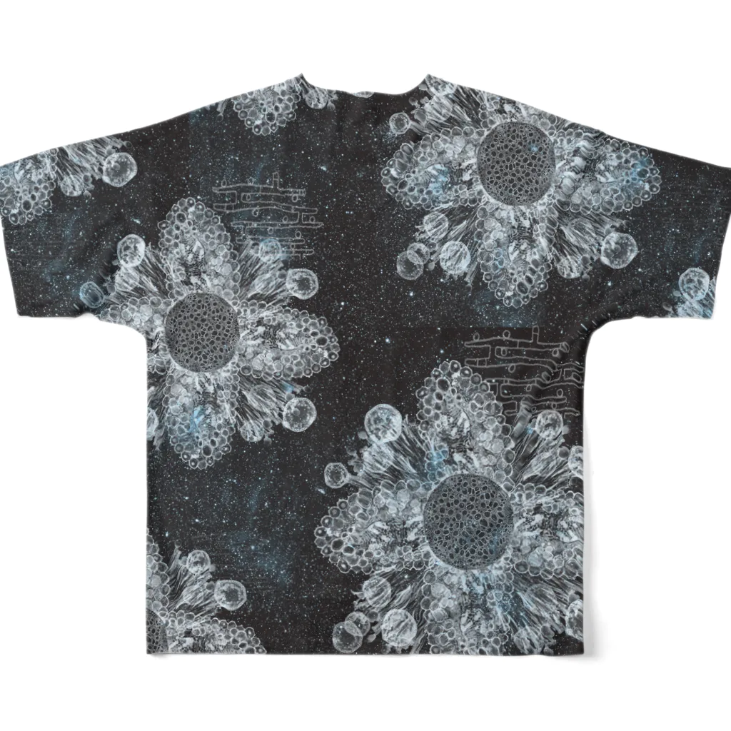 うずまきモンスターの夜の細胞の宇宙の花 All-Over Print T-Shirt :back