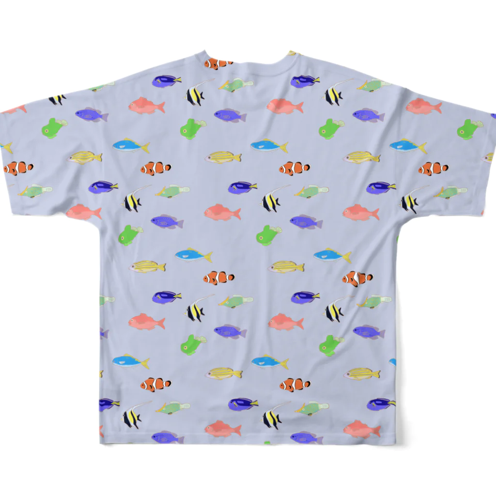 ハナのお店のカラフルな魚たち All-Over Print T-Shirt :back