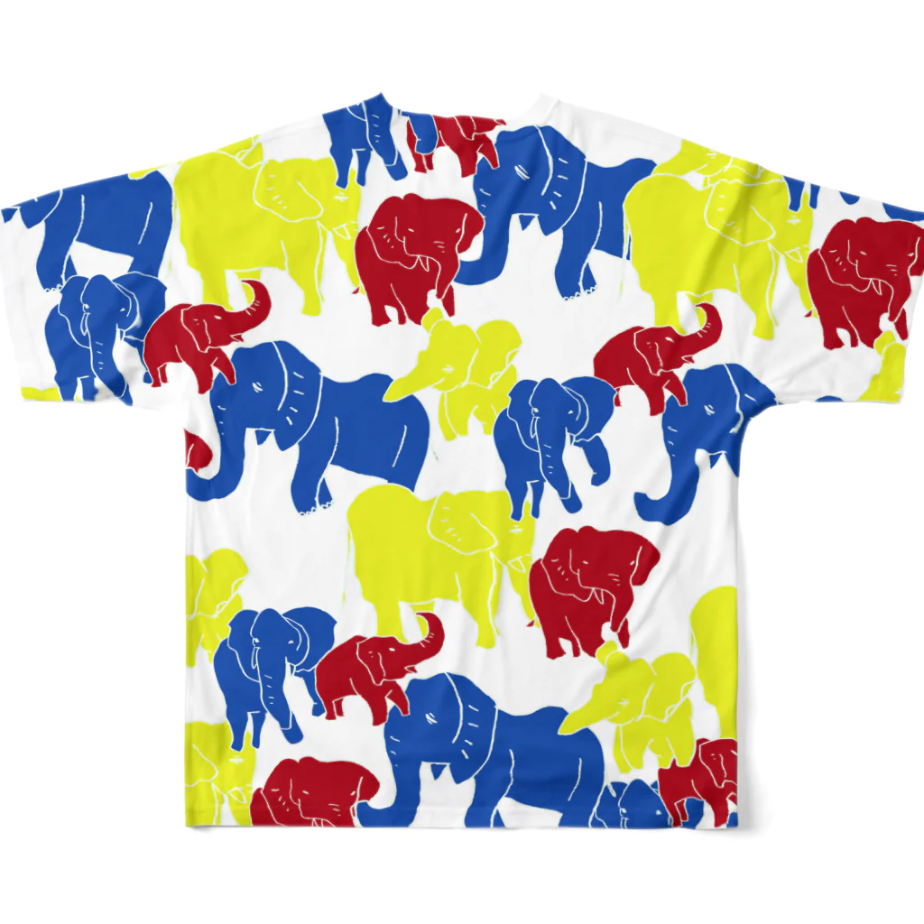 LOLLIPOPのサヴァサヴァ ゾウ柄（ブルー） All-Over Print T-Shirt :back