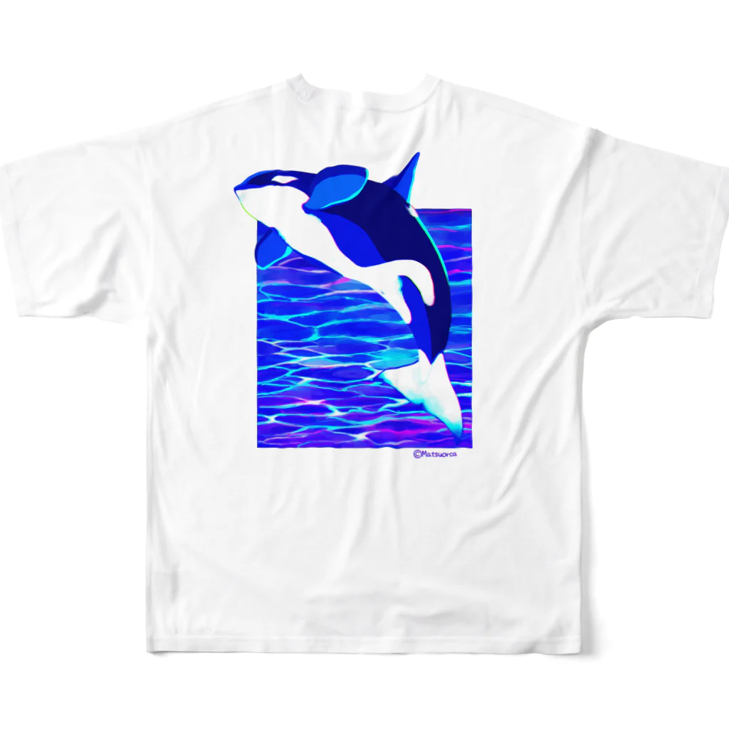 まつおるかグッズの海面のシャチ All-Over Print T-Shirt :back