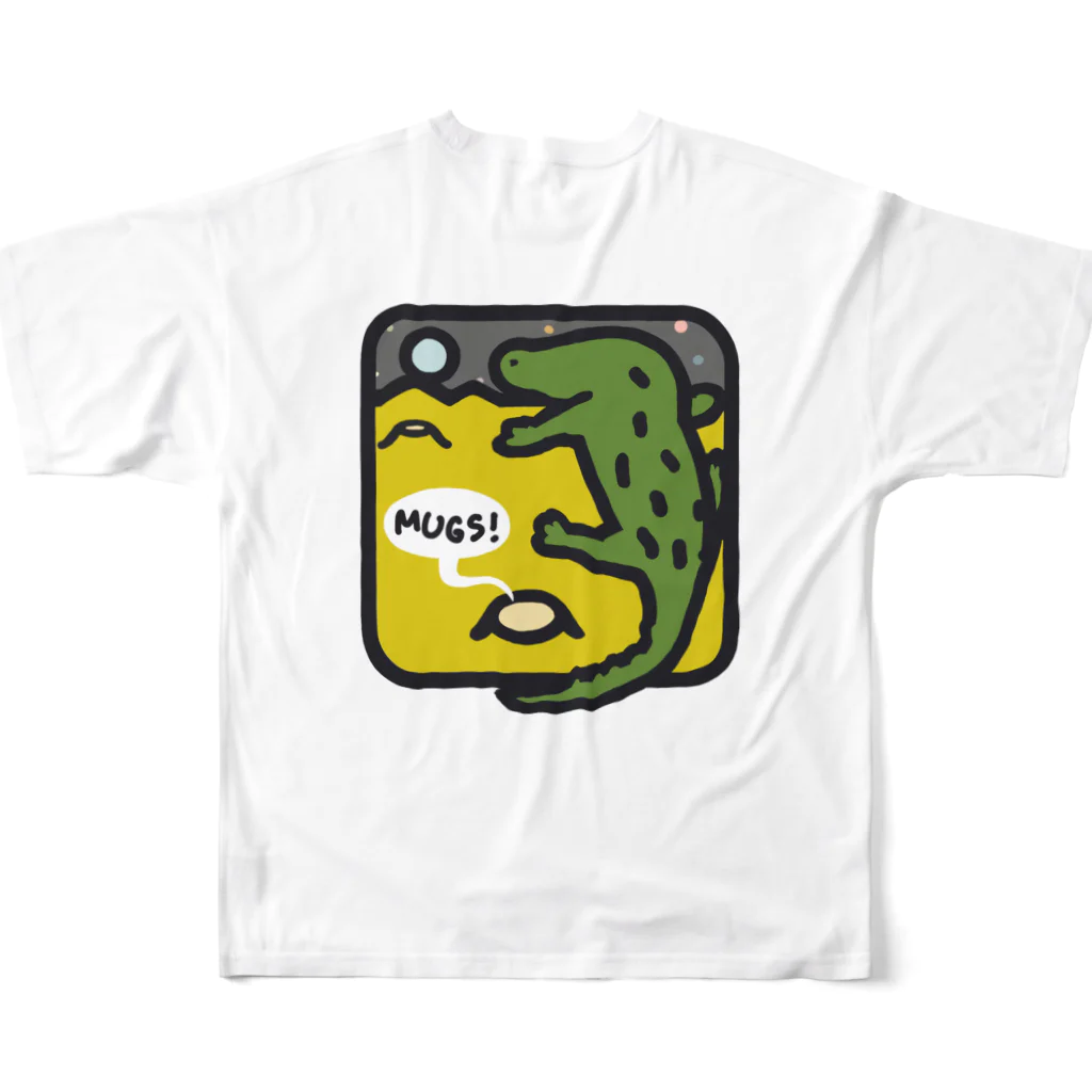 mugsの🐊月面のアリゲーター(バック) フルグラフィックTシャツの背面