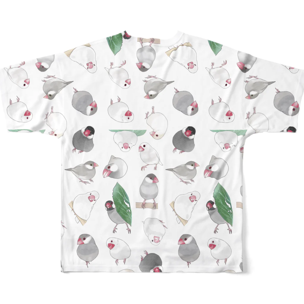 まめるりはことりのたっぷり文鳥ちゃん【まめるりはことり】 All-Over Print T-Shirt :back