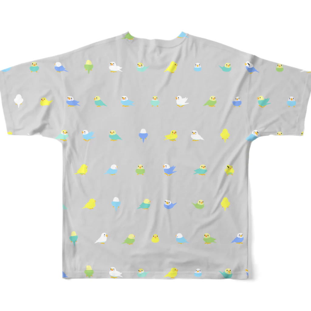 まめるりはことりのちみまめセキセイインコちゃん【まめるりはことり】 All-Over Print T-Shirt :back