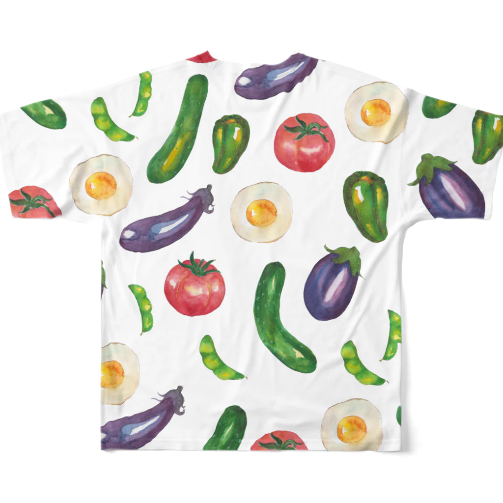 坂之下しまの力強いお野菜たち フルグラフィックTシャツの背面