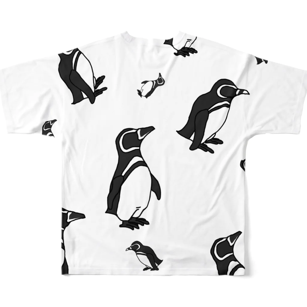 Cubのおえかきグッズ。のマゼランペンギン　総柄 All-Over Print T-Shirt :back
