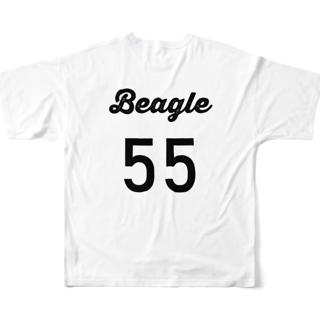 SATYのビーグルチーム　55番 フルグラフィックTシャツの背面
