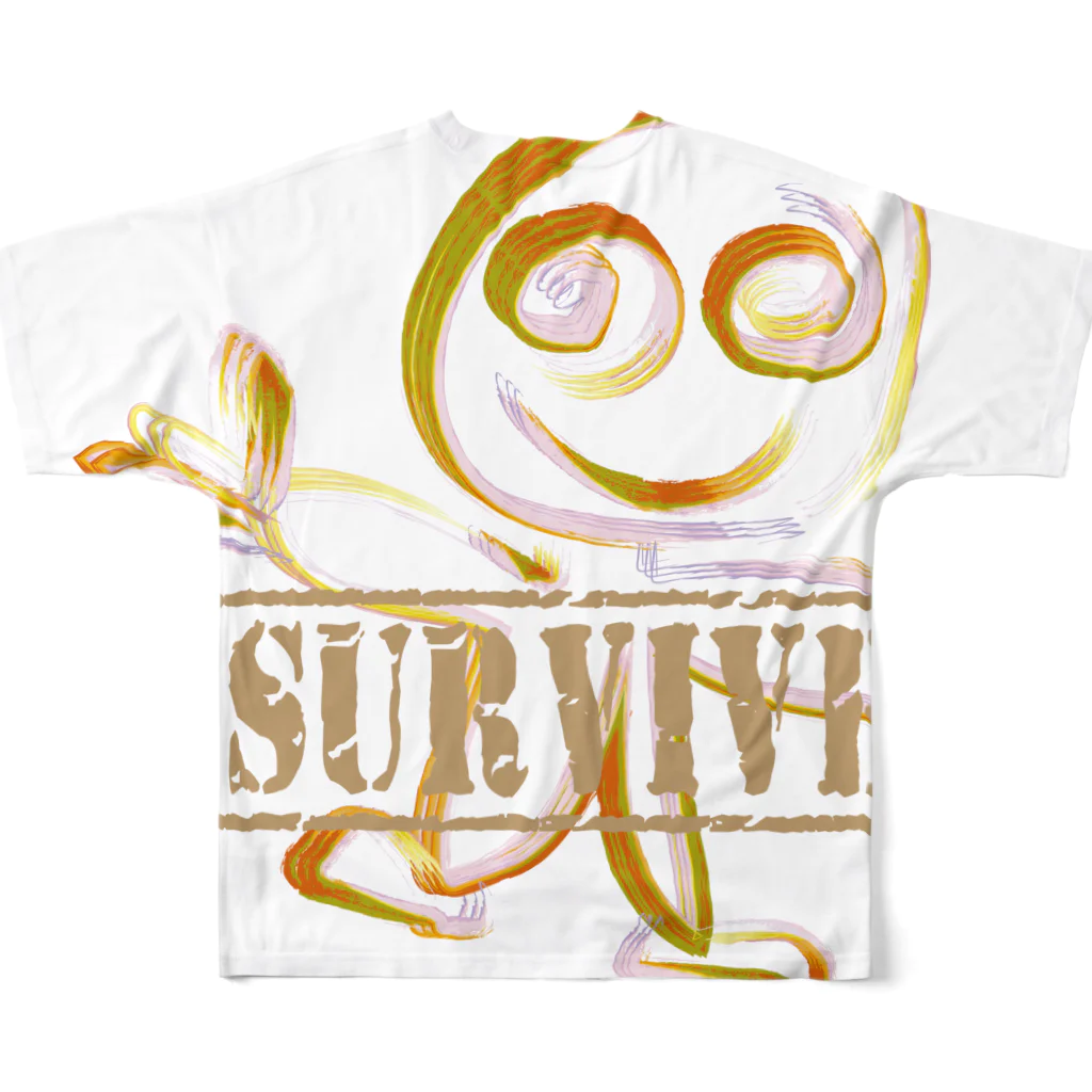 PALA's SHOP　cool、シュール、古風、和風、のI SURVIVED ＆子供のお絵描き フルグラフィックTシャツの背面