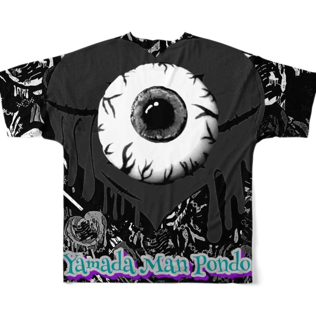 恋の毒shopの猛毒骸骨🎩💀❤ 풀그래픽 티셔츠の背面