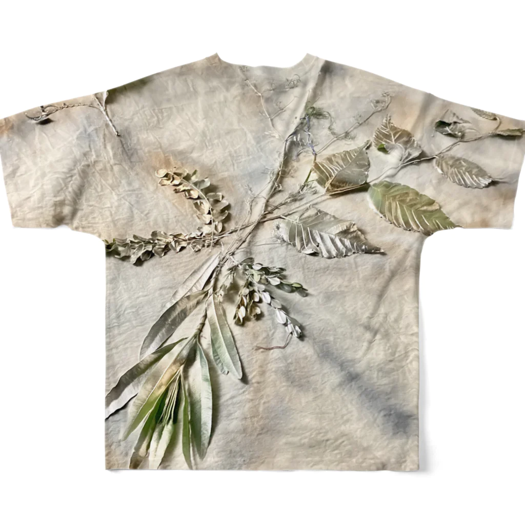 Atelier gwai. @服飾作家／gwai.のBotanical / embroidery & stencil  All-Over Print T-Shirt :back