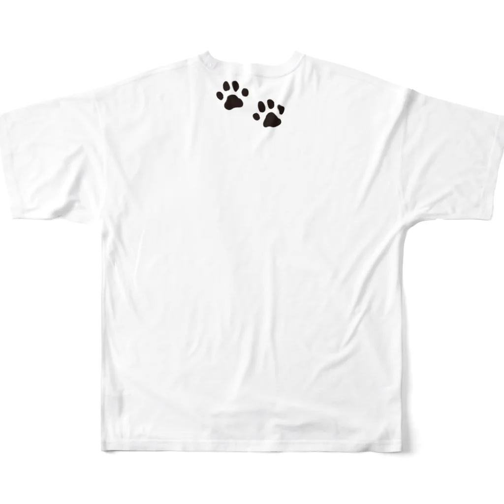 chizuruのねてます。柴犬　モノクロバージョン フルグラフィックTシャツの背面