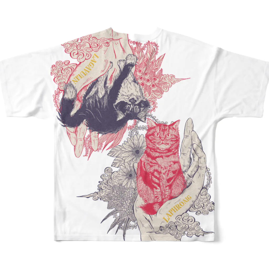 ねこのLAPHCONESSの手乗りラ＆ヴ　 All-Over Print T-Shirt :back