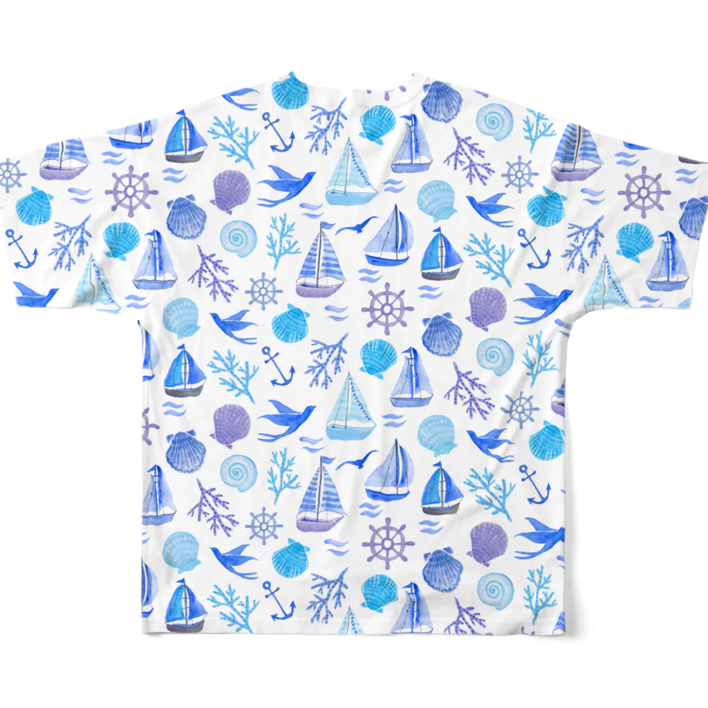 Julia_Madokaの夏の海（ブルーバージョン） All-Over Print T-Shirt :back