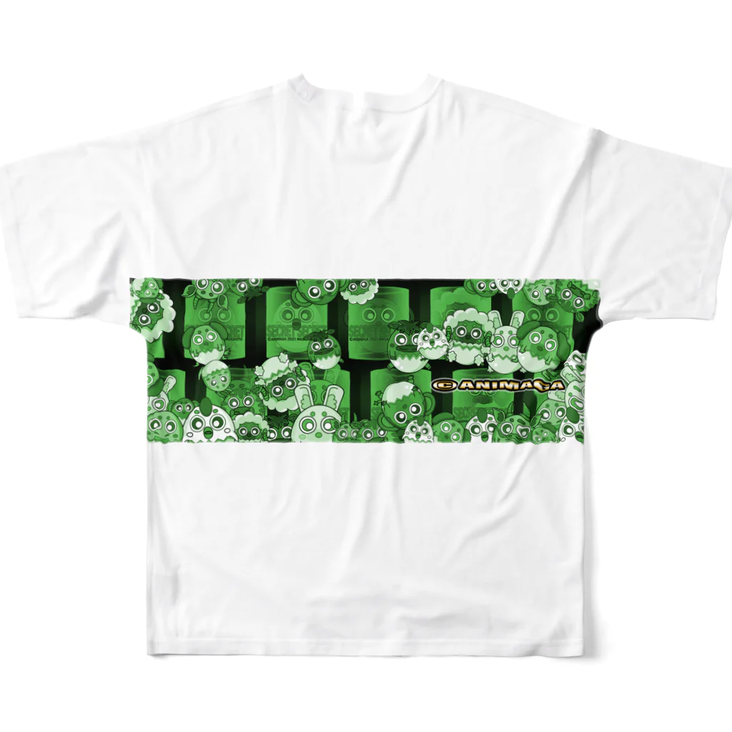 ANIMAGA_キャラショップの ANIMAGA （グリーン配置） All-Over Print T-Shirt :back