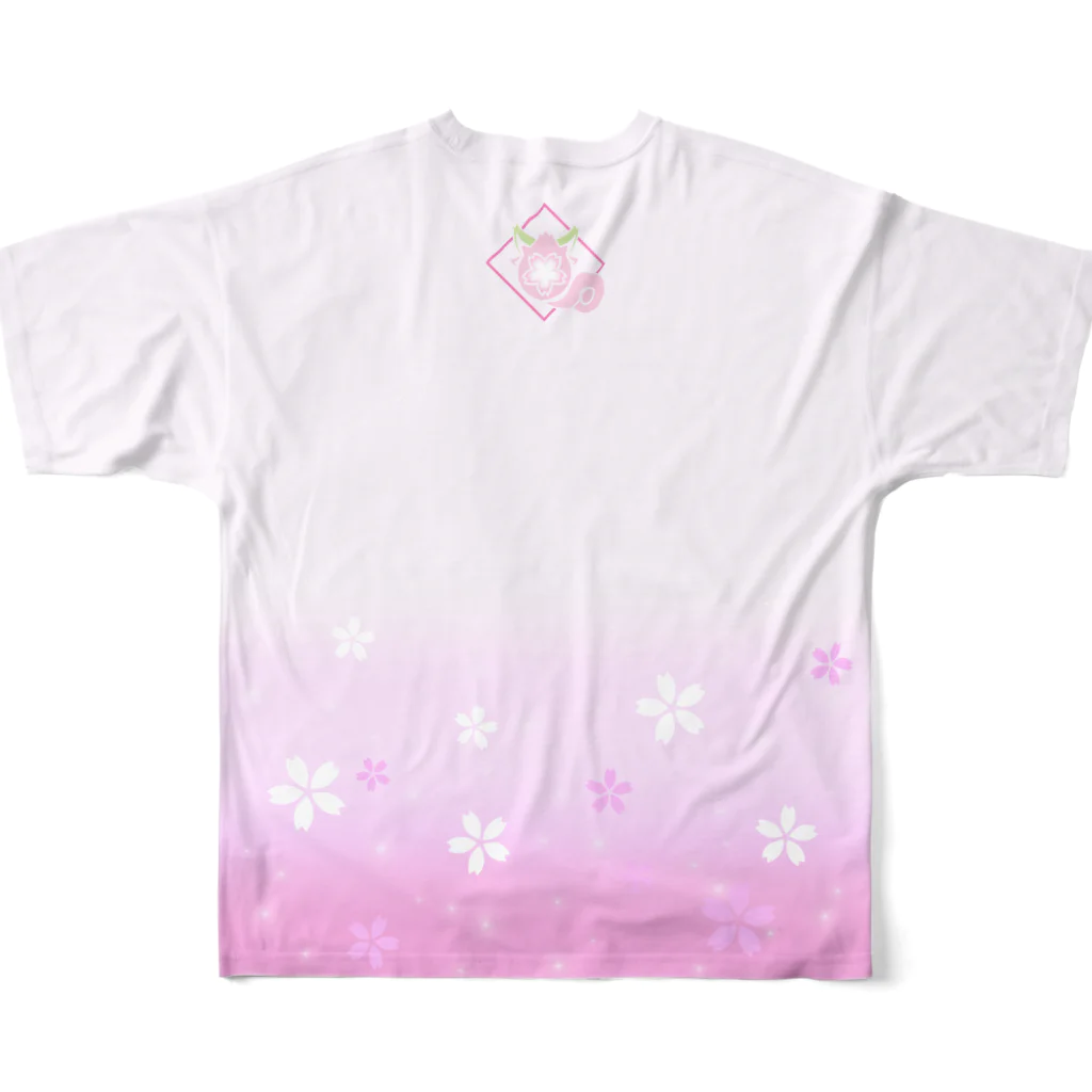 クロフミのまったりショップのチェリスのふんわり桜(ピンク) フルグラフィックTシャツの背面