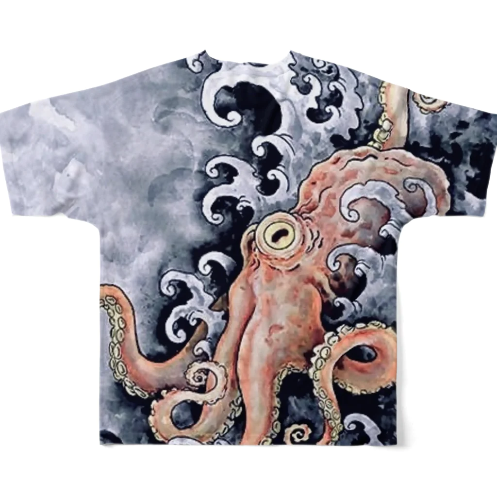 アトリエ かば蛸🐙の和彫蛸 フルグラフィックTシャツの背面