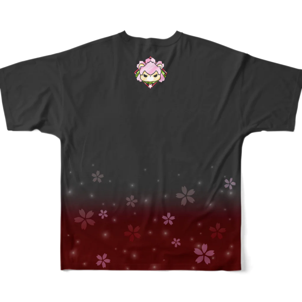 クロフミのまったりショップの桜井くんの夜の紅桜 풀그래픽 티셔츠の背面