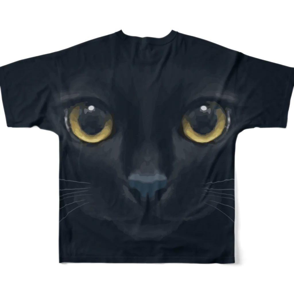 Neko-Shika-Katanの闇夜の黒猫 フルグラフィックTシャツの背面