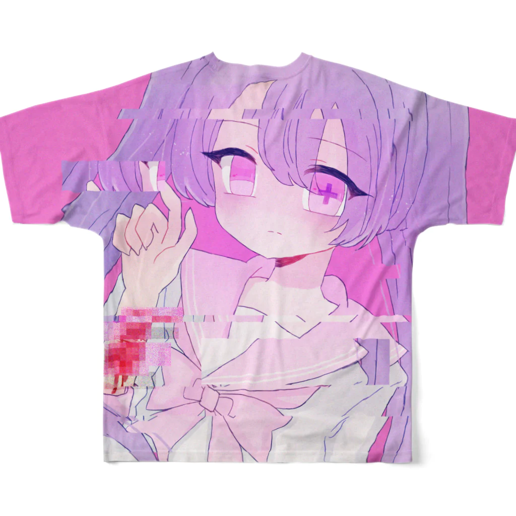 あくむ病院の病み子たゃ フルグラフィックTシャツの背面